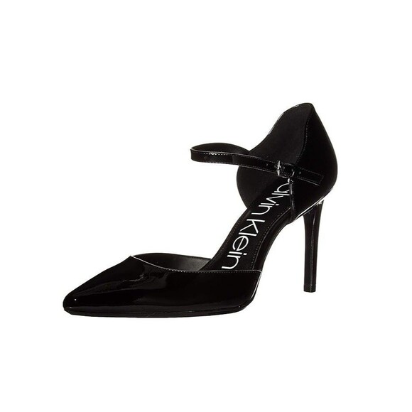 Calvin Klein Womens 6.5 M Black Leather Pointed Toe Pump High Heels NEW HD4 - Picture 1 of 5